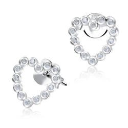 Cutie Heart With CZ Stone Silver Ear Stud STS-5117